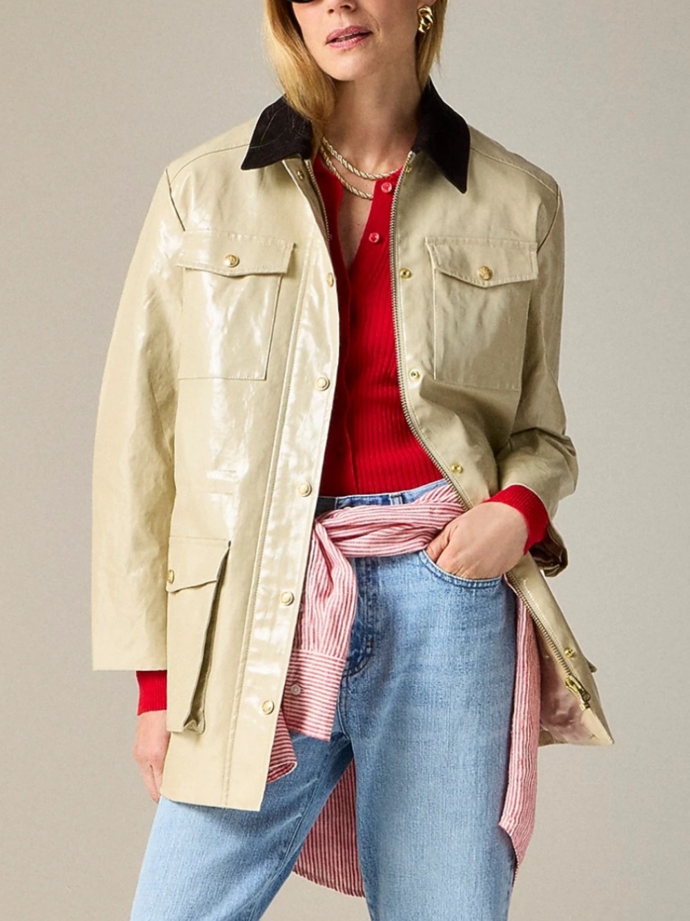 J.Crew Collection Laminated Linen Barn Jacket